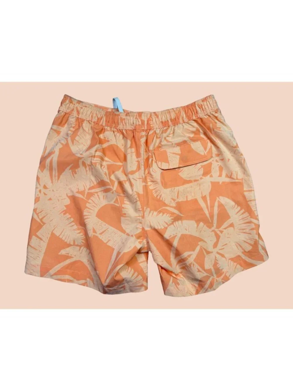 Onia Charles Swim Shorts Mens M Orange Tropical Print Lined Beach Vacation Trunk